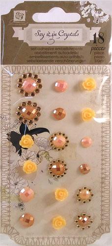 Prima Rhinestones - Say It In Crystals - Pink/Yellow With Flowers 18 st