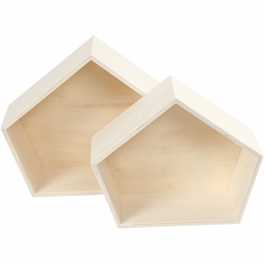 Förvaringslådor Oregelbunden femkant Plywood 2 st Ask Låda Förvaring av Trä