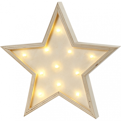Ljusbox - Stjärna - H: 26 cm - Plywood