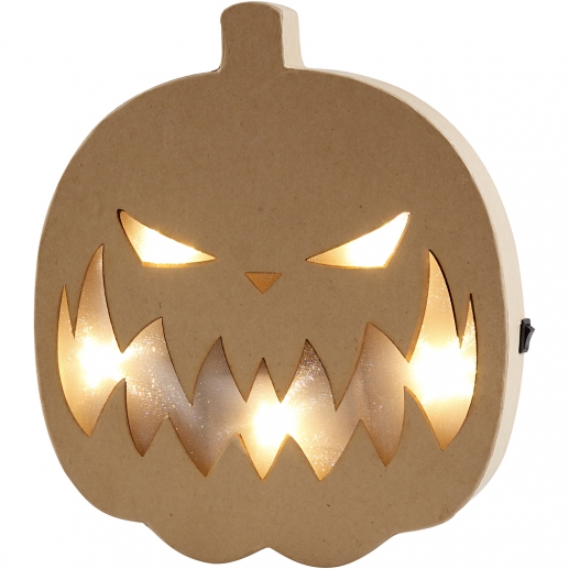 Pumpa med belysning Läskig Höjd: 25 cm Halloweenpyssel Höstpyssel