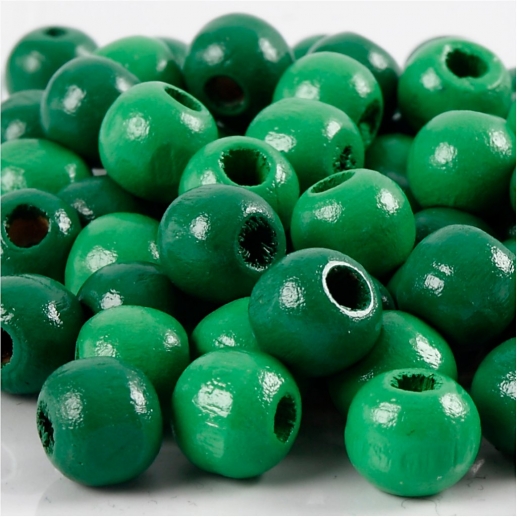 Träpärlor 12 mm Grön 22 g ca 40 st till scrapbooking, pyssel och hobby