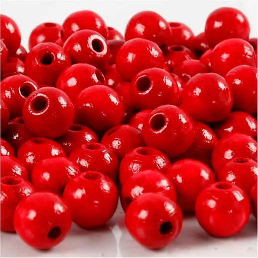 Träpärlor 8 mm Röd 15 g ca 80 st till scrapbooking, pyssel och hobby