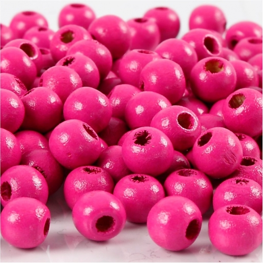 Träpärlor 8 mm Rosa 15 g ca 80 st till scrapbooking, pyssel och hobby