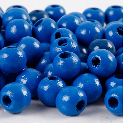 Träpärlor 8 mm Blå 15 g ca 80 st till scrapbooking, pyssel och hobby
