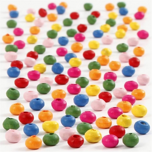 Träpärlor 4 mm 300 g till scrapbooking, pyssel och hobby