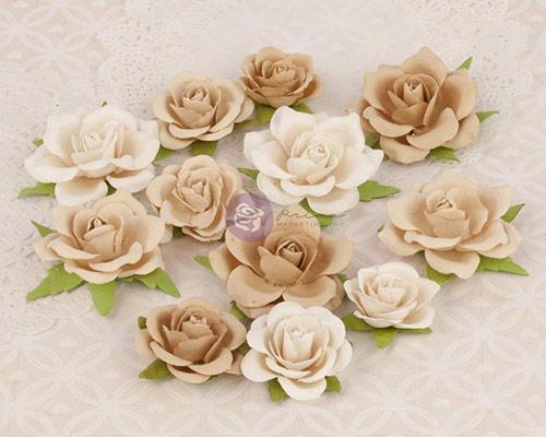 Pappersblommor pappersrosor - Prima - Le Mia Mulberry Roses - Creme 12 st