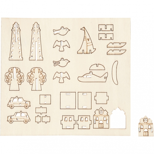 Sätt-ihop-själv träfigurer Vardag Plywood Pysselkit Trä & Papp