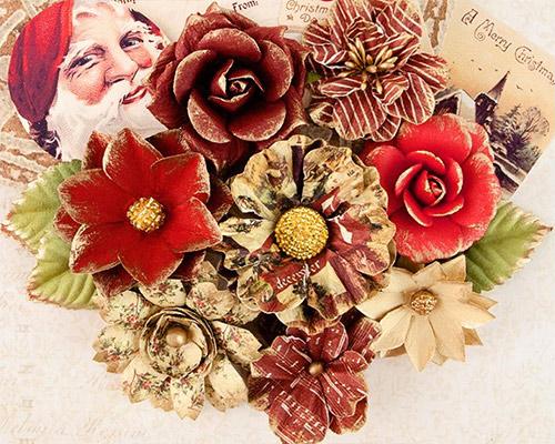 Pappersblommor pappersrosor Julblommor A Victorian Christmas Mulberry Paper Flowers Pere Noel 12 st