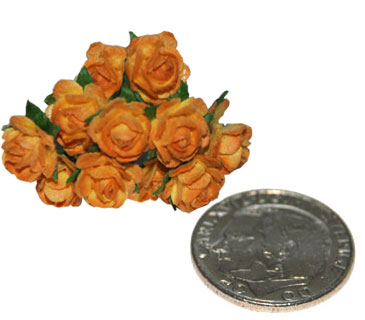 Pappersblommor pappersrosor Ros Mini 5mm Orange/Persika 10 st Halloweenpyssel Höstpyssel