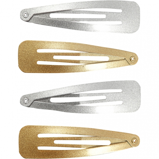 Hårklämmor Guld/Silver 17x66 mm 4 st Hårdekoration