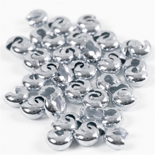 Knuttäckare till elastikt snöre Försilvrad 500 st Avslutningshylsa