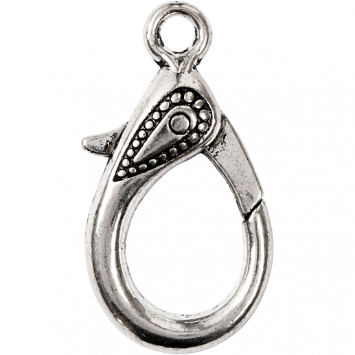 Karbinhakar Antiksilver -L: 30 mm hålstrl: 3 4 st Karbinhake