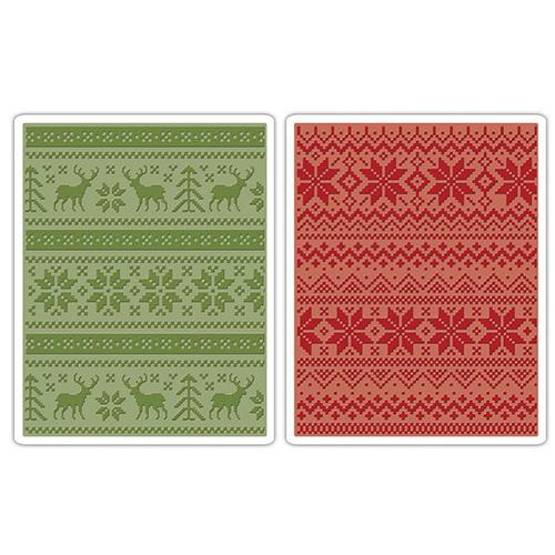 Sizzix Texture Fades A2 Embossing Folders Holiday Knits By Tim Holtz