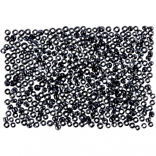Seed Beads 1,7 mm Mörkgrå 25 gram pärlor, smyckestillverkning