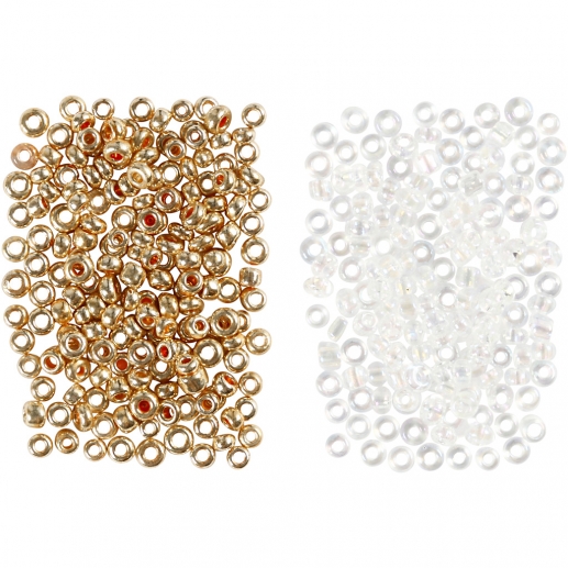 Seed Beads 1,7 mm Vit / Rosaguld 2x7 gram