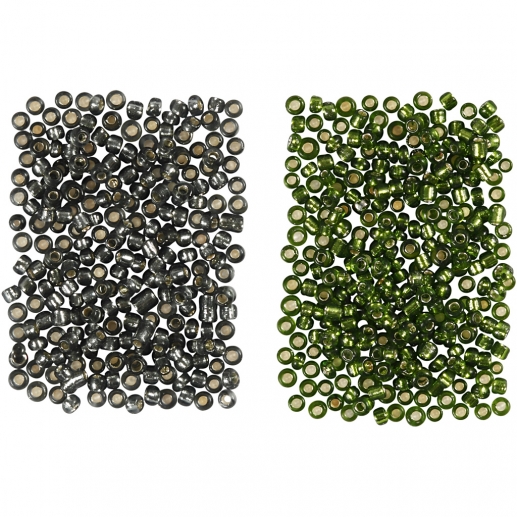Seed Beads 1,7 mm Gräsgrön / Grågrön 2x7 gram