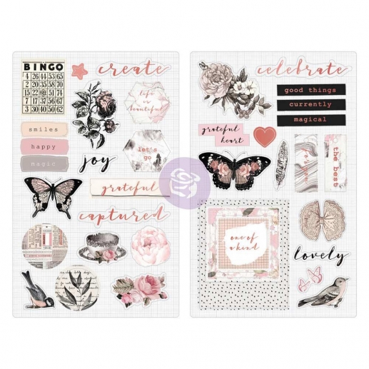 Prima Chipboard Stickers Amelia Rose Pink Roses Marketing