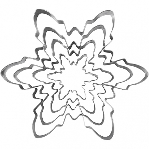 Utsticksform i rostfritt stål formad som en snöflinga.