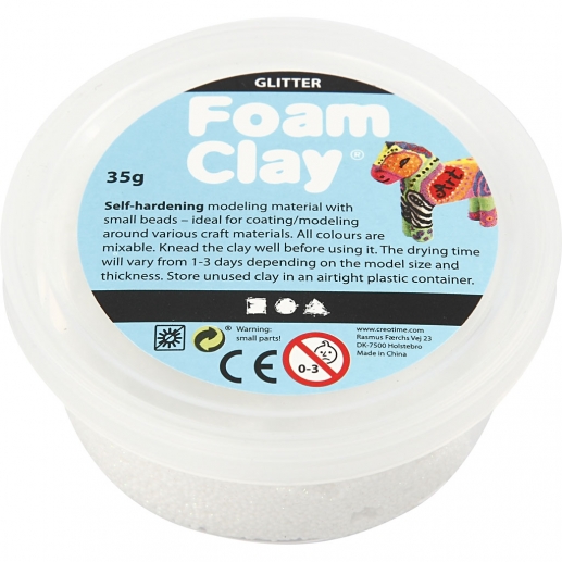Foam Clay Lera Glitter Vit 35 g till scrapbooking, pyssel och hobby