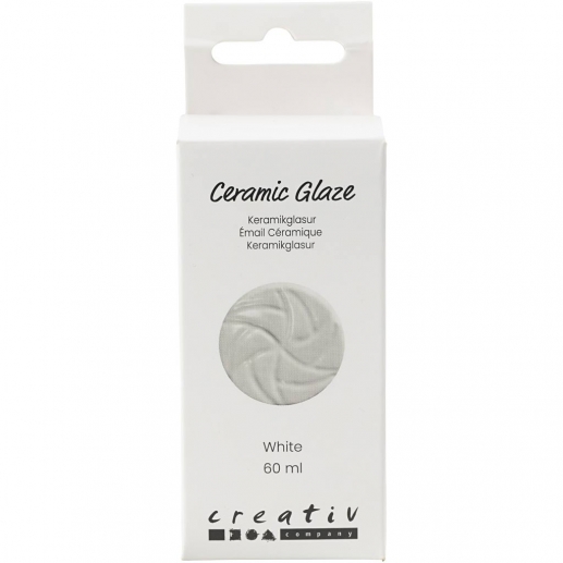 Flaska med vit keramikglasyr 60 ml, packshot.
