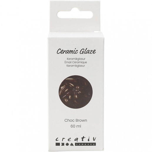 Flaska med chocolate brown keramikglasyr 60 ml, packshot.