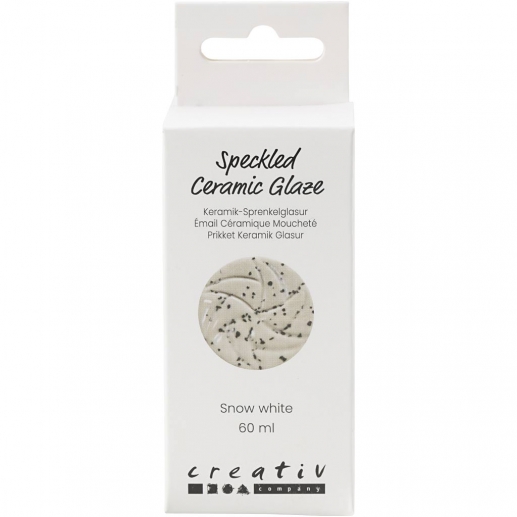 Flaska med snövit prickig keramikglasyr 60 ml, packshot.