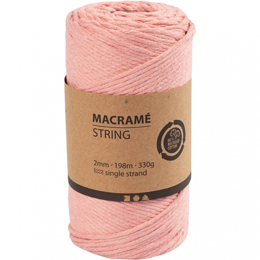 Makramégarn 2 mm - Rosa - 198 m - 330 g