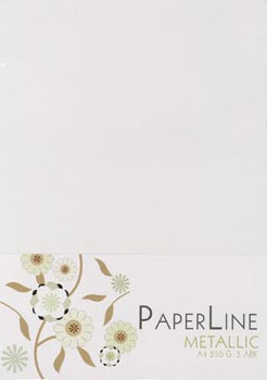 Metallic A4 250g Kartong Paper Line Vit 5-pack Pärlemorpapper Metallpapper