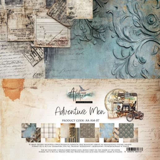 Paper Pad 12x12 - Alchemy of Art - Adventure Men - 6 ark