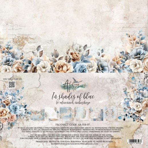 Paper Pad 12x12 - Alchemy of Art - In Shades of Blue - 6 ark