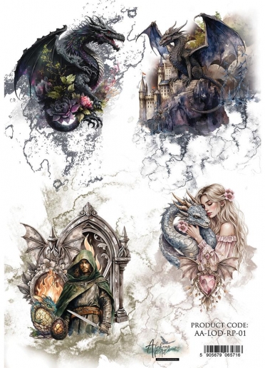 Decoupage Papper Alchemy of Art - The Legends Of The Dragons