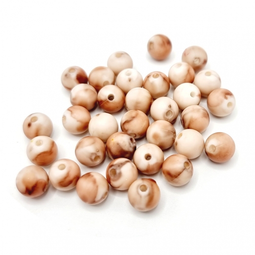 Akrylpärlor 8 mm - Marble Beige - 33 st