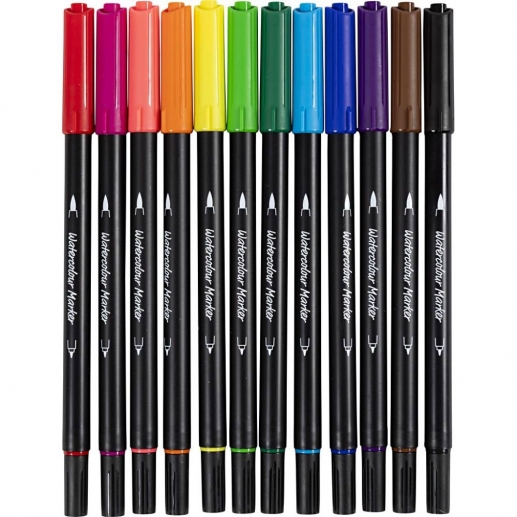 Art Aqua Akvarell Tusch Bas Färger 2+4-8 mm 12 st