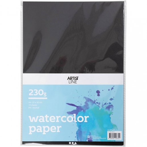 Akvarellpapper A4 - Svart - 10 ark - 230 g