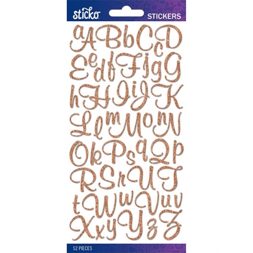 Alfabet Stickers Sticko - Copper Glitter Script