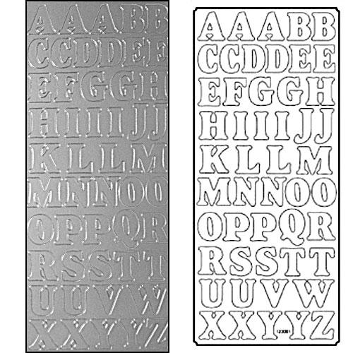 Stickers Peel Off’s Alfabet Fetstil Silver Siffror Klistermärken