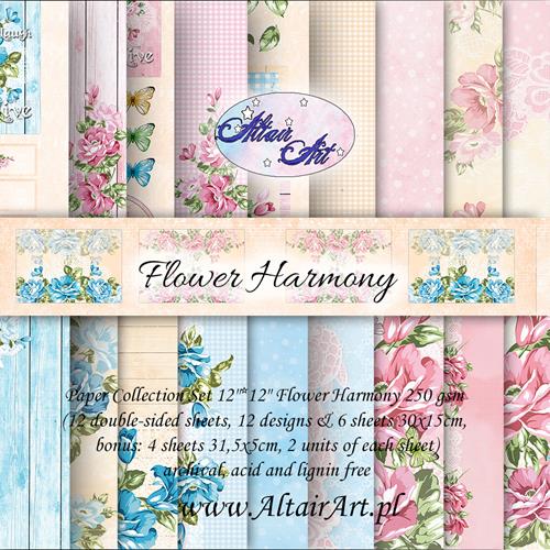 Papper Altair Art Flower Harmony 12"x12" 12 designs Scrapbooking