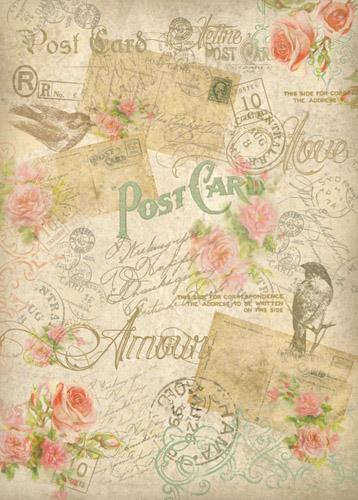 Decoupage Papper till A4 Amour Postcard till scrapbooking, pyssel och hobby