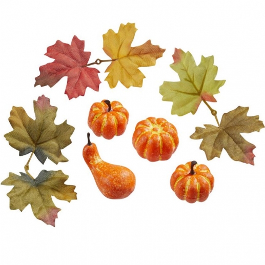 Miniatyrdekorationer Pumpor Och Höstlöv - 3-5 cm