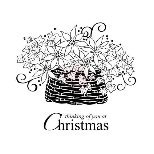 Clearstamps Poinsettia Basket Silkonstämpel