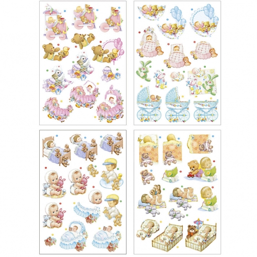 3D Motiv 21 x 30 cm Baby 4 ark till scrapbooking, pyssel och hobby