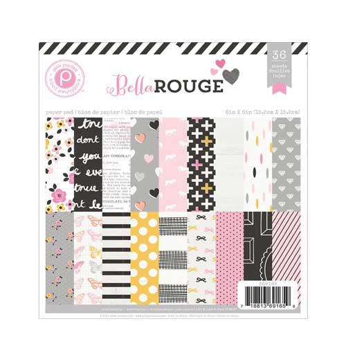 Paper Pad 6”x6” Pink Paislee Bella Rouge Pappersblock 4 8 Tum
