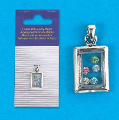 Berlock med rhinestones Rektangel 15 mm till scrapbooking, pyssel och hobby