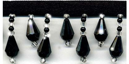 Pärlfrans 30 cm Kristallband Svart Pärlband