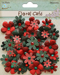 Pappersblommor Little Birdie Red/Green Christmas Mix 50 st