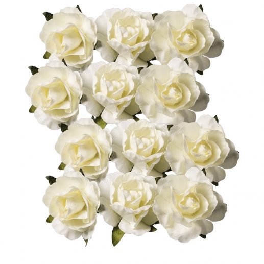 Pappersrosor För Pyssel - 12 st - 25 mm - Creme