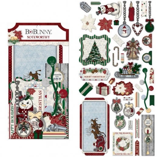 Die Cuts Noteworthy Tis the Season 44 delar Bo Bunny Juldekorationer DIY