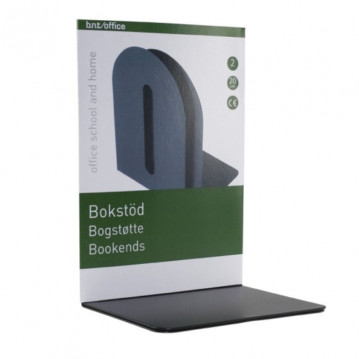 Bokstöd med gummifötter med svart färg. 2 Pack. Mått på bokstödet 20x14x11 cm
