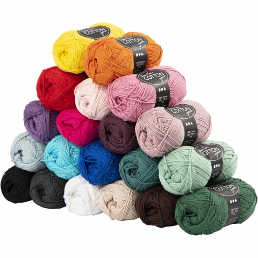 Bomullsgarn - Mixade färger - 170 m - 20x50g