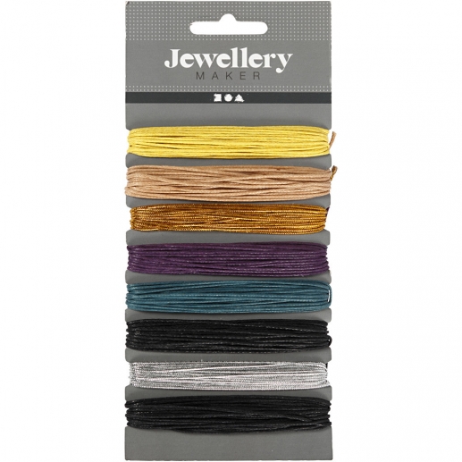 Bomullssnöre Vaxat - Mixade Färger - 8x5 meter